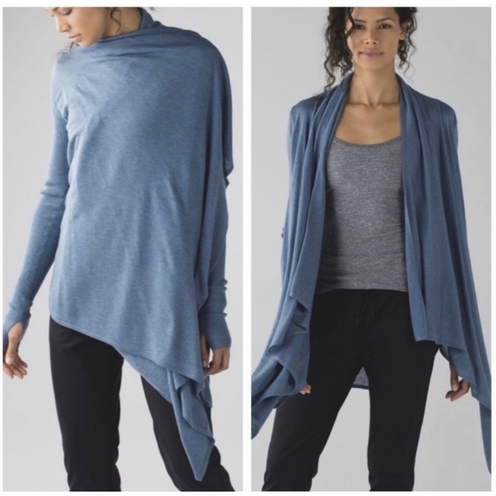 Lululemon Wrap Cardigan Women S/M Blue Bliss Wrap Open Front Yoga‎ Layer